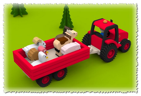 Мультики про машинки Трактор на ферме Домашние животные для детей׃ учим названия  и голоса животных