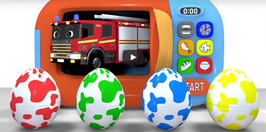 Learning Colors city Vehicle Suprise Egg magic micro wave transforming Play for kids car toys