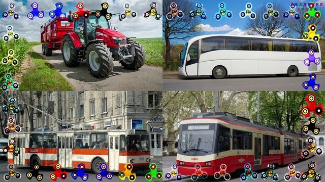 Учим транспорт! Пазлы для детей + Звуки машин!